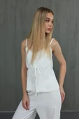 Fiyonklu Bluz Takım - Beyaz - 4
