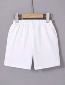 Beli Lastikli Baskılı Mini Şort - Beyaz - 4
