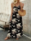 Kadın Ip Askılı V Yakalı çiçek Desenli Süprem Elbise thumbnail 8