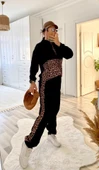 Kadın Uzun Kollu Leopar Detay Sweat Ve Yanı Leopar şerit Detay Pantolon Ikili Takım thumbnail 1