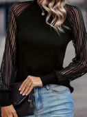 Kadın Uzun Kollu Tül Detaylı Bisiklet Yakalı Kaşkorse Bluz thumbnail 2