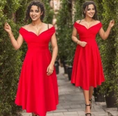 Kadın Kısa Kollu Kruvaze Yaka Eteği Volanlı Krep Elbise thumbnail 6