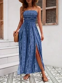 Kadın Yakası Gipe Detaylı önden Yırtmaç Detaylı Desenli Süprem Pantolunetek Tulum thumbnail 3