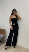 Kadın Sendy Kumaş Bağcık Detaylı Asimetrik Takım - 1