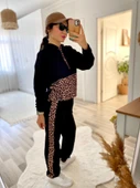 Kadın Uzun Kollu Leopar Detay Sweat Ve Yanı Leopar şerit Detay Pantolon Ikili Takım thumbnail 9