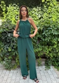 Kadın Omuz Askılı Döküm Detay Salaş Sandy Kumaş Tulum - 6