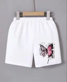 Beli Lastikli Baskılı Mini Şort - Beyaz - 3