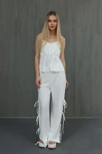 Fiyonklu Bluz Takım - Beyaz - 1