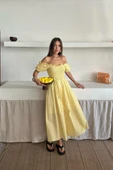 Sarı Gipeli Brode Elbise thumbnail 3