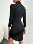 Kadın Uzun Kollu Balıkcı Yaka Elbise(kemersiz) thumbnail 10