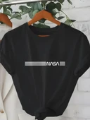 Erkek Kısa Kollu NASA Baskı Bisiklet Yaka T-shirt - 4