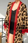 Uzun Leopar Hırka - Camel-Kırmızı - 2