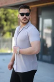 Erkek Ottoman Kumaş Apaj Yaka Kısa Kollu Gömlek thumbnail 2