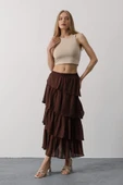 Katlı Kesim Uzun Etek - Kahve thumbnail 2