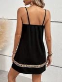 Kadın Ip Askılı V Yakalı Etnik Desenli Detaylı Elbise thumbnail 12