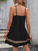 Kadın Ip Askılı V Yakalı Etnik Desenli Detaylı Elbise thumbnail 9