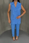 JAKAR KUMAŞ YELEK - PANTOLON TAKIM - Mavi thumbnail 4