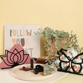 Loren Home Lotus Siyah Metal Peçetelik thumbnail 5