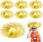 Tropikal Parti Sarı Hasır Hawaii Şapkası - 7