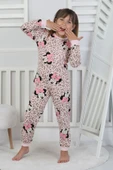 Leopar Desenli Minnie Mouse Kız Çocuk Pijama Takımı - 6