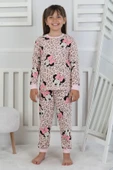 Leopar Desenli Minnie Mouse Kız Çocuk Pijama Takımı - 5