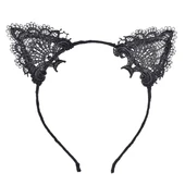 Siyah Kedi Dantel Taç + Eldiven Seti – Parti, Dans ve Kostüm Kombini thumbnail 3
