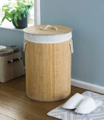 DecoHandy Yuvarlak Bambu Kirli Sepeti - 2