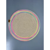 DecoHandy 39cm Neon Renkli Şeritli Jüt Örme Supla Amerikan Servis thumbnail 2