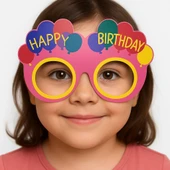 Balon Desenli Karton Doğum Günü Gözlükleri 6 Adet Pembe Renk thumbnail 3