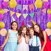 Mor Ekstra Metalize Saçaklı Arka Fon Perde thumbnail 6