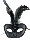 Rugan Kaplama Kırmızı Tüylü Parti Maskesi thumbnail 4