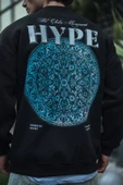 Üç İplik Bisiklet Yaka Baskılı SweatShirt - Siyah thumbnail 3