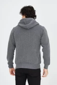 Unisex Tam Fermuarlı Kapşonlu  SweatShirt - Füme thumbnail 2