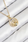 316L Çelik Zirkon Taşlı Yıldız Ve Kalp Model Gold Renk Kadın Kolye - TJ-BKO10522 thumbnail 1