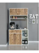 Alfimo Mobilya LUWAK KAHVE KÖŞESİ ÇEKMECELİ ÇOK AMAÇLI MUTFAK DOLABI BEYAZ&CEVİZ - 2