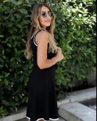 Kadın Sıfır Kollu Yaka Ve Etek Ucu Ribana Detaylıkiloş Viskon Iki Iplik Elbise thumbnail 3