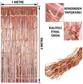 Rose Gold Püsküllü Kapı Perdesi - Parti, Bekarlığa Veda, Doğum Günü 1x2 m thumbnail 1