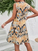 Kadın Sıfır Kol Yuvarlak Yaka çiçek Desenli Süprem Elbise thumbnail 3