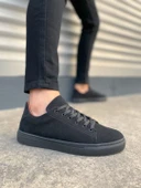 JY122 Mode Bağcıklı Süet Erkek Günlük Sneaker Ayakkabı SST - Siyah thumbnail 1