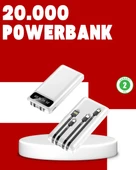 20.000mAh PD Powerbank LED Işık LCD Ekran Dahili Kablo Çoklu Giriş thumbnail 1