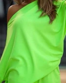 Kadın Kayık Yaka Salaş Iki Iplik Bluz Ve şort Ikili Takım thumbnail 2