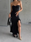 STRABLEZ SANDY ELBİSE YANLARI KATLI - Siyah thumbnail 3