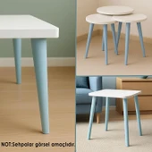 Ahşap Ayak 45 Cm Açık Mavi M8 Civatalı Bağlantı Aparatlı Mobilya Tabure Sehpa Masa Destek Ayağı thumbnail 5