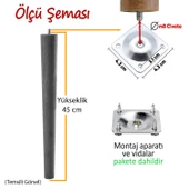 Ahşap Ayak 45 Cm Siyah M8 Civatalı Bağlantı Aparatlı Mobilya Tabure Sehpa Masa Destek Ayağı thumbnail 2