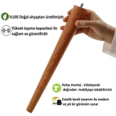 Ahşap Ayak 45 Cm Açık Meşe M8 Civatalı Bağlantı Aparatlı Mobilya Tabure Sehpa Masa Destek Ayağı thumbnail 3