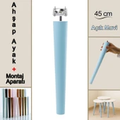 Ahşap Ayak 45 Cm Açık Mavi M8 Civatalı Bağlantı Aparatlı Mobilya Tabure Sehpa Masa Destek Ayağı thumbnail 1