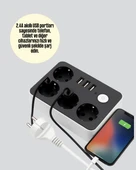 Akım Korumalı 3 USB Portlu 4’lü Priz 4.1A Hızlı Şarj thumbnail 3