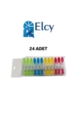 ELCY 24 Adet Çamaşır Mandalı İz Bırakmaz 24`li İp Mandalı - 1