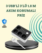 7 Cihazı Aynı Anda Destekleyen 3 USB Portlu 4’lü Priz thumbnail 1
