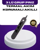 USB Yuvalı Anahtarlı Üçlü Priz 2 Metre Kablolu thumbnail 1